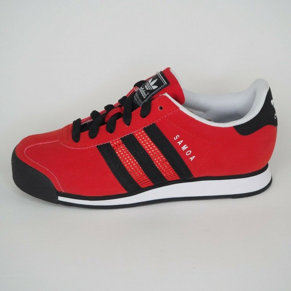 Adidas Samoa J Boys Shoes Red Sneakers Originals Leather C75421 Vintage - Picture 2 of 12
